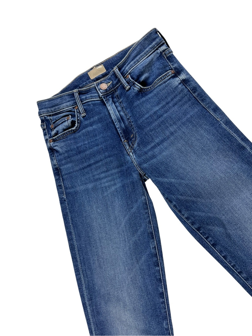 MOTHER The Outsider Sneak Blue Denim Mid-Rise Flare Jeans Size 26 EUC - Picture 6 of 14